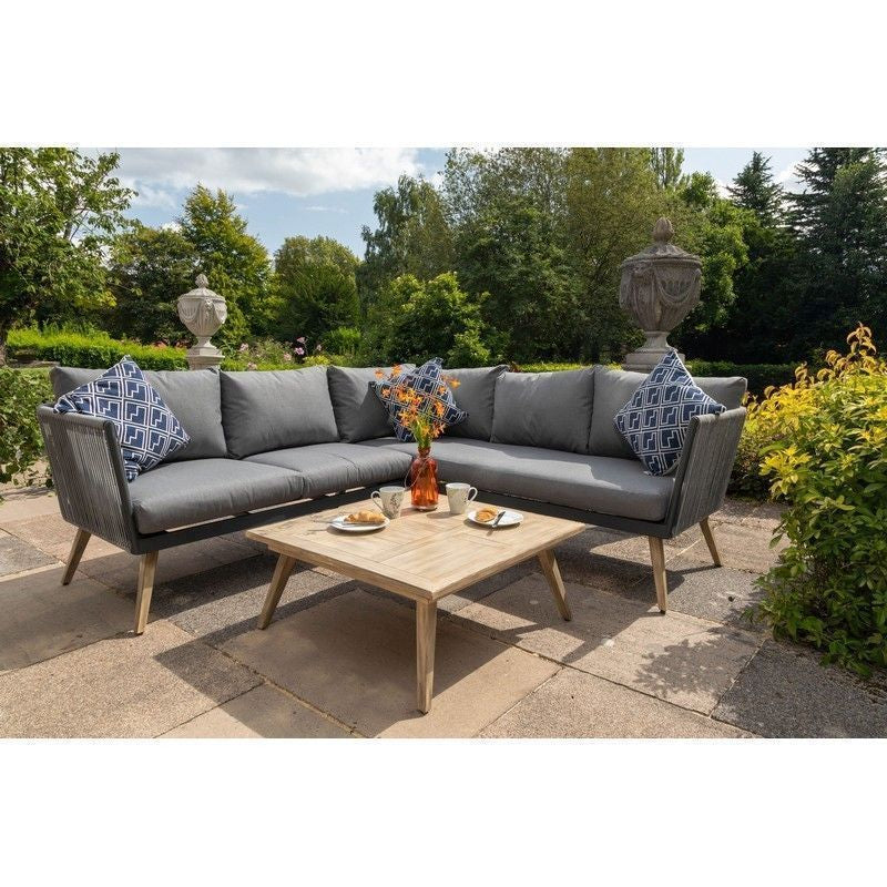 Royalcraft Milan Garden Corner Sofa by Royalcraft - 5 Seats Grey Cushions