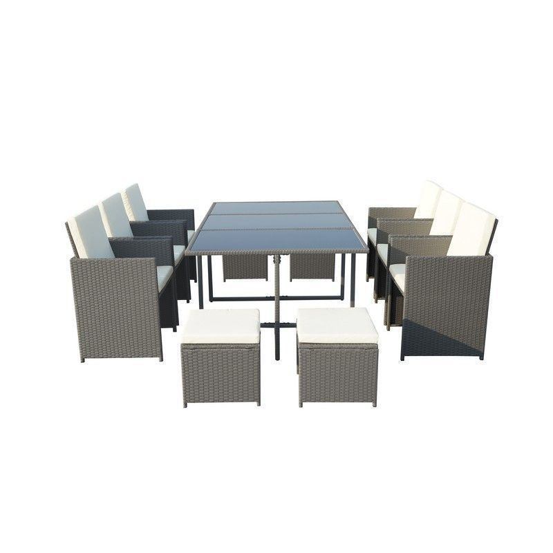 Royalcraft Valencia Rattan Garden Patio Dining Set by Royalcraft - 10 Seats Ivory Cushions