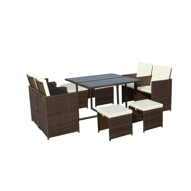 Royalcraft Valencia Rattan Garden Patio Dining Set by Royalcraft - 8 Seats Ivory Cushions