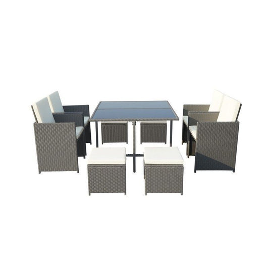 Royalcraft Valencia Rattan Garden Patio Dining Set by Royalcraft - 8 Seats Ivory Cushions