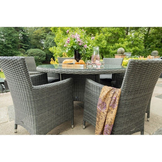 Royalcraft Paris Rattan Garden Patio Dining Set by Royalcraft - 4 Seats Grey Cushions