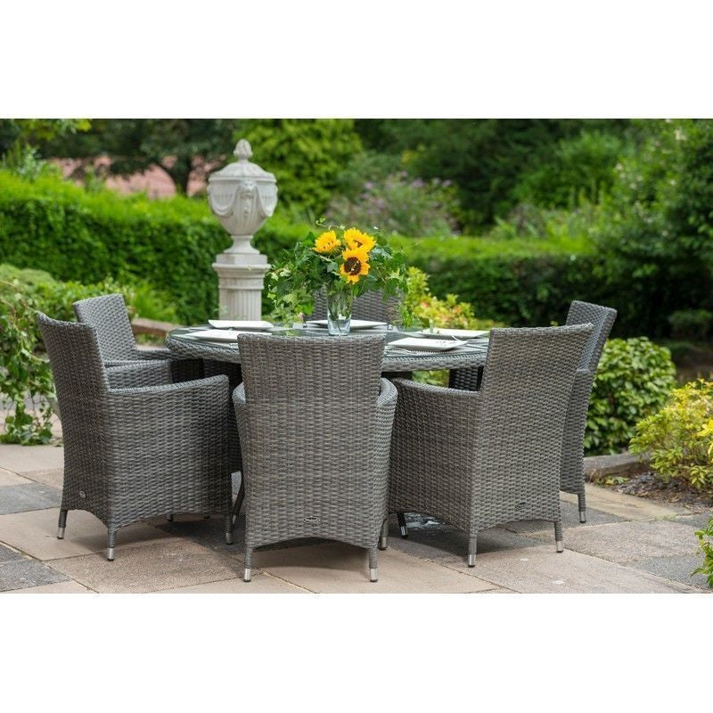 Royalcraft Paris Rattan Garden Patio Dining Set by Royalcraft - 6 Seats Grey Cushions