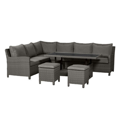 Royalcraft Paris Rattan Garden Corner Sofa by Royalcraft - 8 Seats Grey Cushions