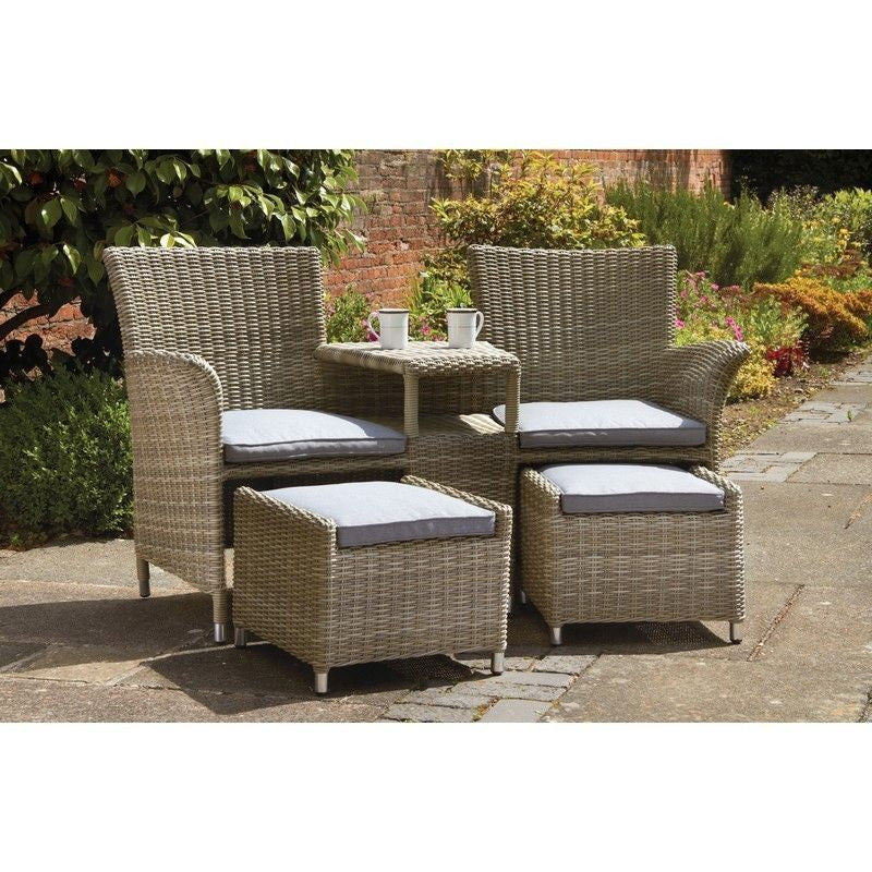 Royalcraft Wentworth Rattan Garden Patio Dining Set by Royalcraft - 2 Seats Grey Cushions