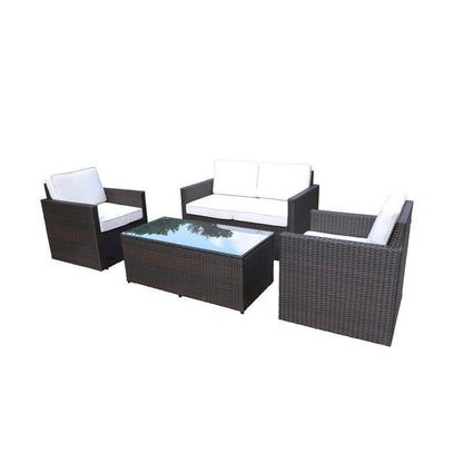 Royalcraft Marseille Rattan Garden Patio Dining Set by Royalcraft - 4 Seats Ivory Cushions