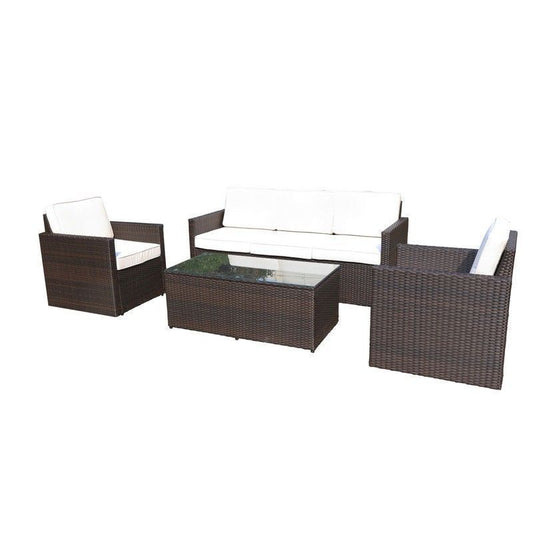 Royalcraft Marseille Rattan Garden Patio Dining Set by Royalcraft - 5 Seats Ivory Cushions