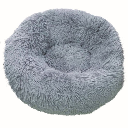 Scallywags Grey Fluffy Donut Pet Bed 50cm