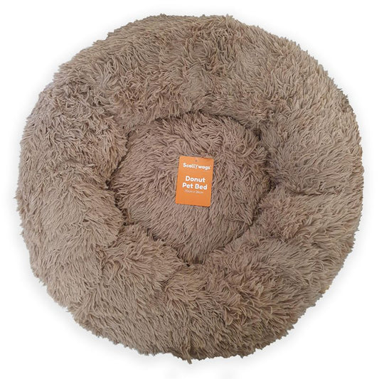 Scallywags 70x26 Beige Fluffy Donut Pet Bed