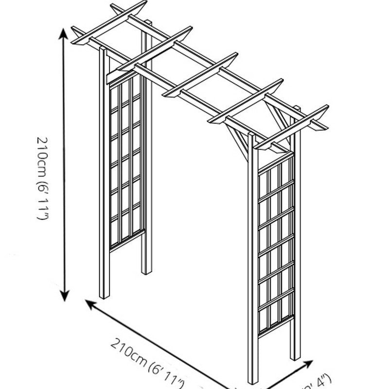 Mercia 6' 10" x 2' 4" Flat Garden Arch - Premium Pressure Treated