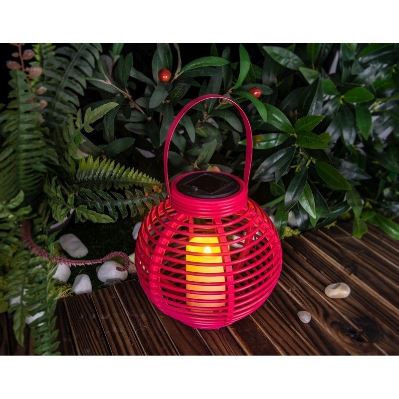 Bright Garden Candle Solar Garden Pink Lantern Decoration Orange LED - 21cm by Bright Garden