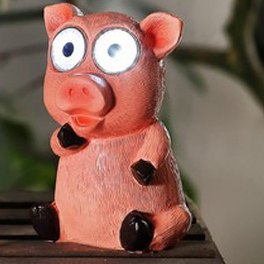 Pig Solar Garden Animal Light Decoration 2 White LED - 13cm by Bright Garden