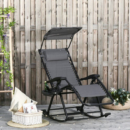 Outsunny Outsunny Folding Recliner Chair Outdoor Lounge Rocker Zero-Gravity Seat w/ Adjustable