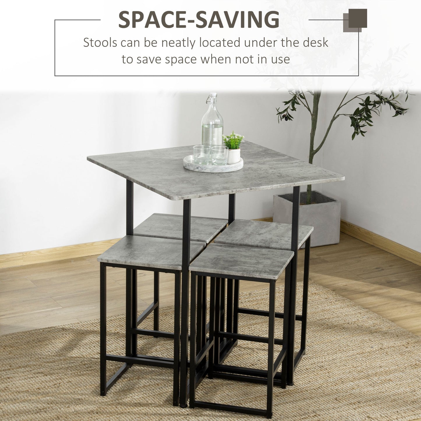 Square Bar Table with Stools