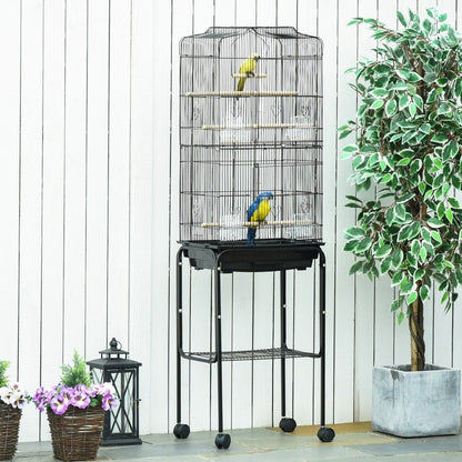 PawHut Grille 157cm Bird Cage Wheeled Black by Pawhut