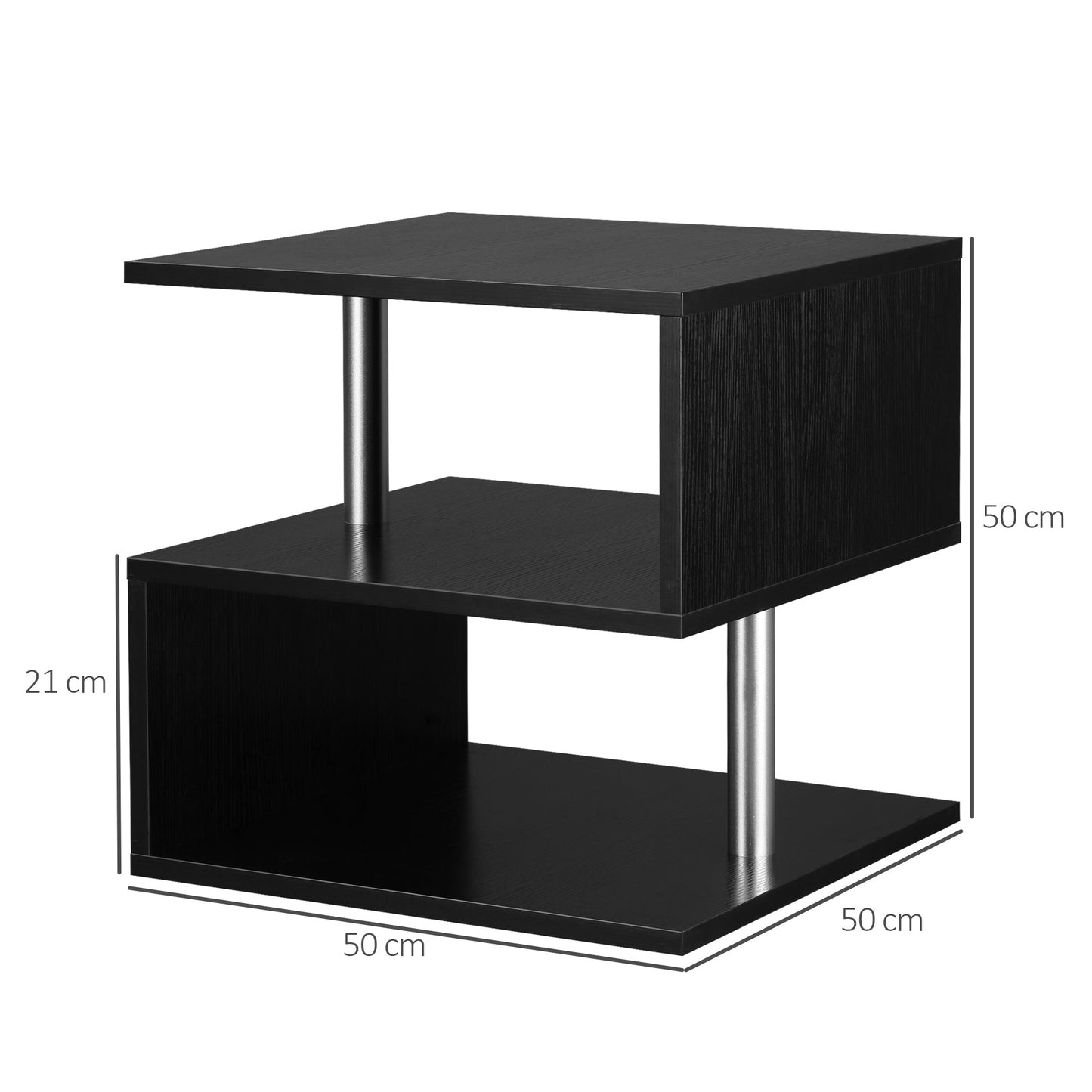 Wooden S Shape Cube Coffee Console Table 2 Tier Storage Shelves Organizer Office Bookcase Living Room End Desk Stand Display Black