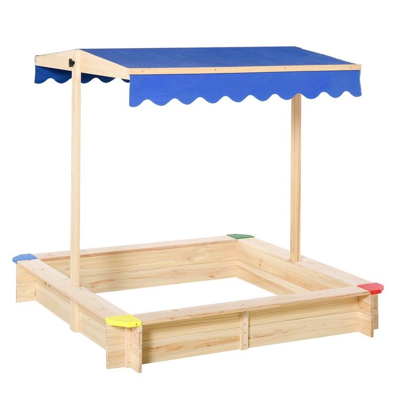 Outsunny Outsunny Square Wooden Kids Sandpit Children Cabana Sandbox Outdoor Backyard Playset