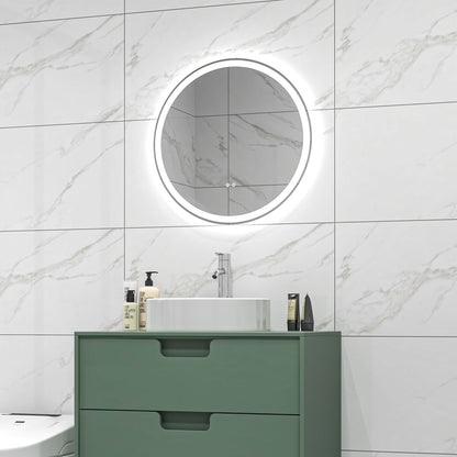 kleankin Round Bathroom Mirror with LED Lights