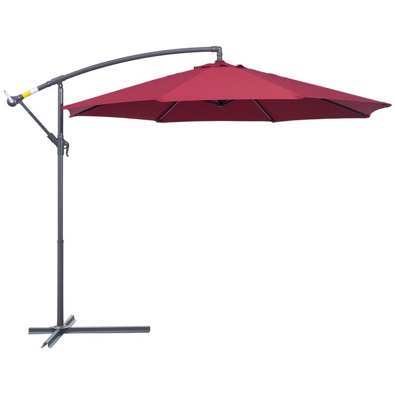 Outsunny Outsunny 3M Water Resistant Terylene Hanging Parasol Wine Red