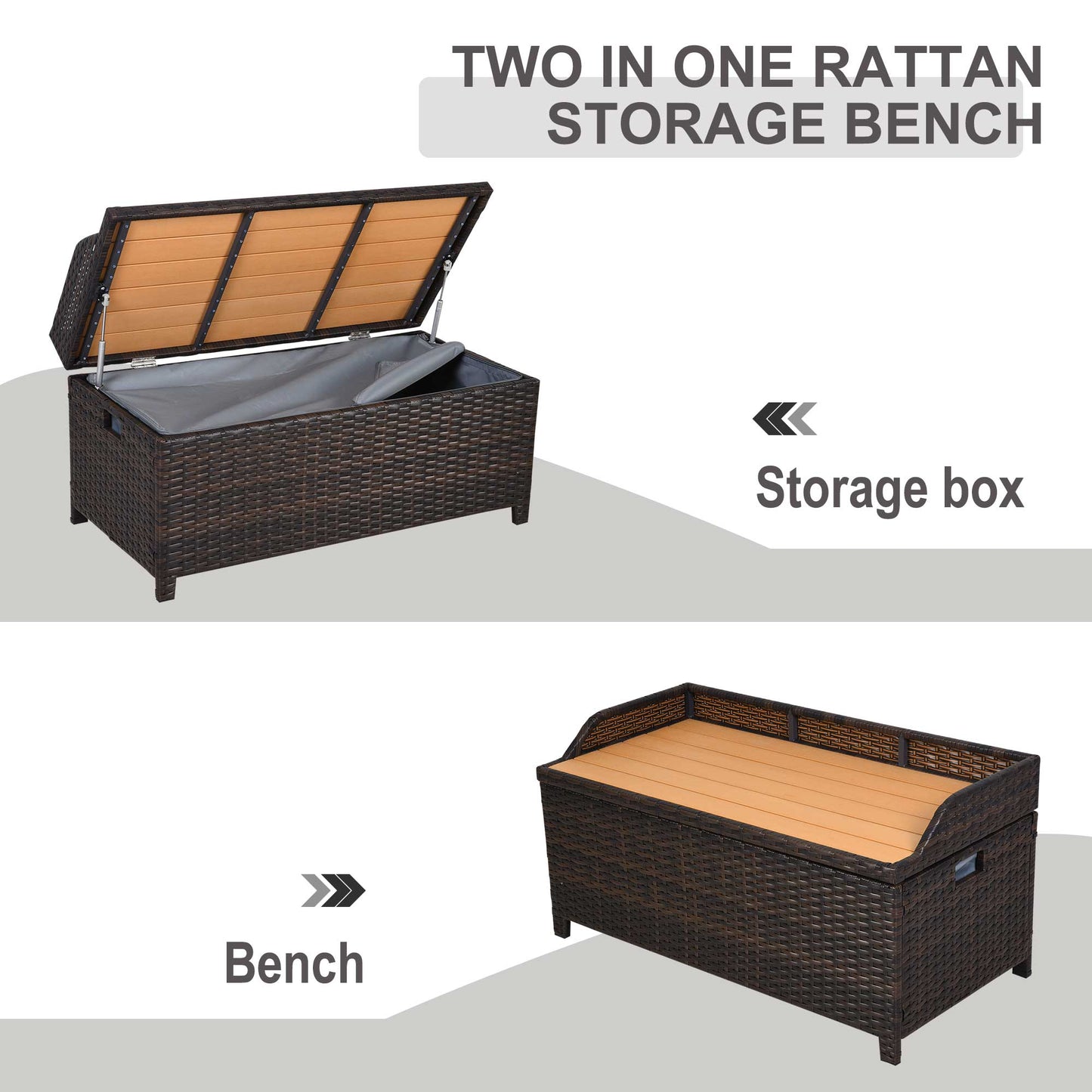 PE Rattan Outdoor Storage Benches