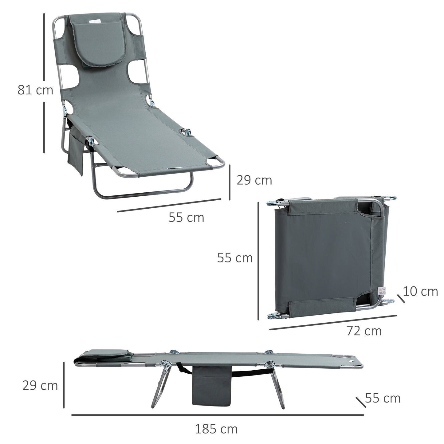 Foldable Sun Lounger with Reading Hole