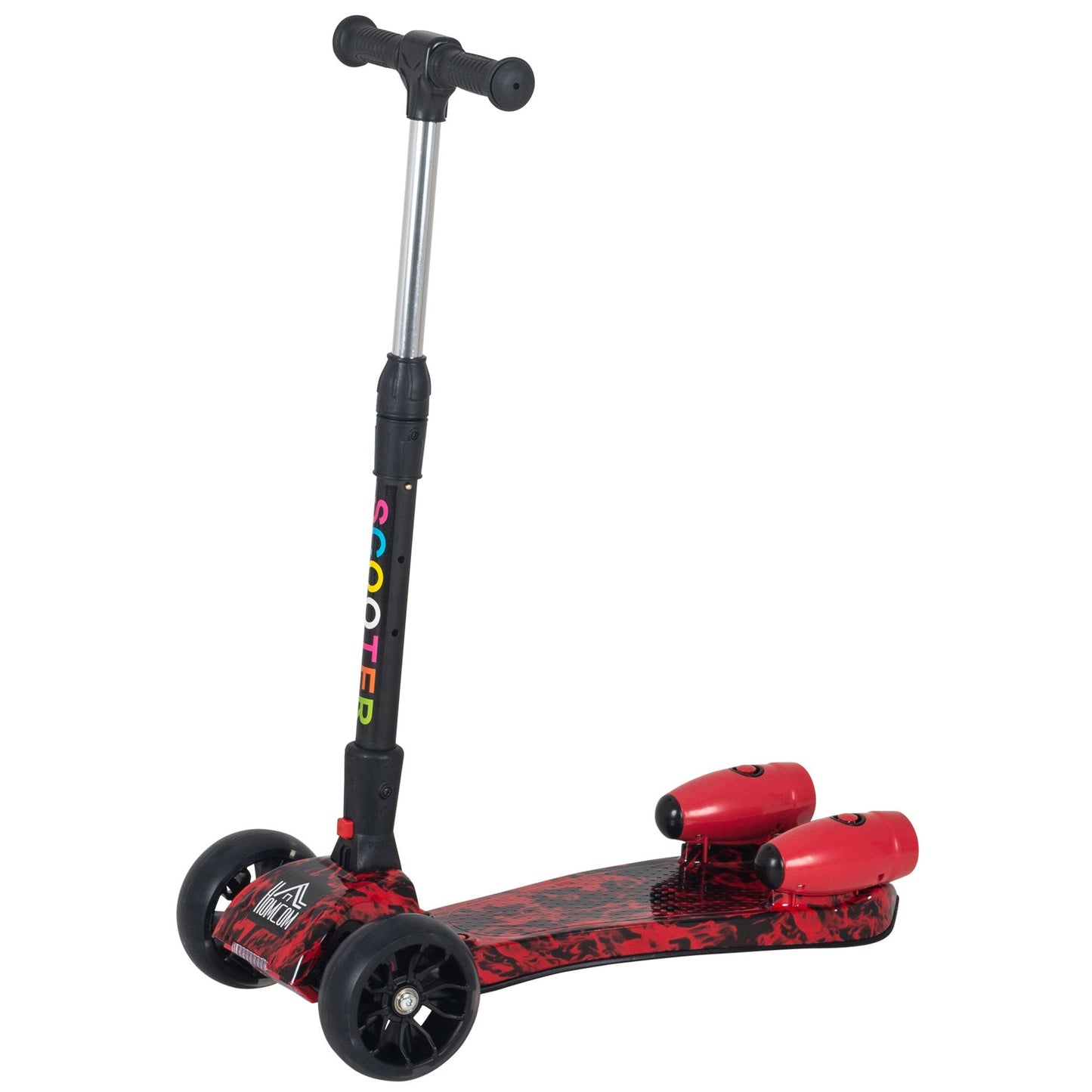 Scooter for Kids Toddler 3 Wheel Adjustable Height w/ Flashing Wheels Music Water Spray Foldable Kick Scooter for Boys and Girls 3 - 6 Yrs Red