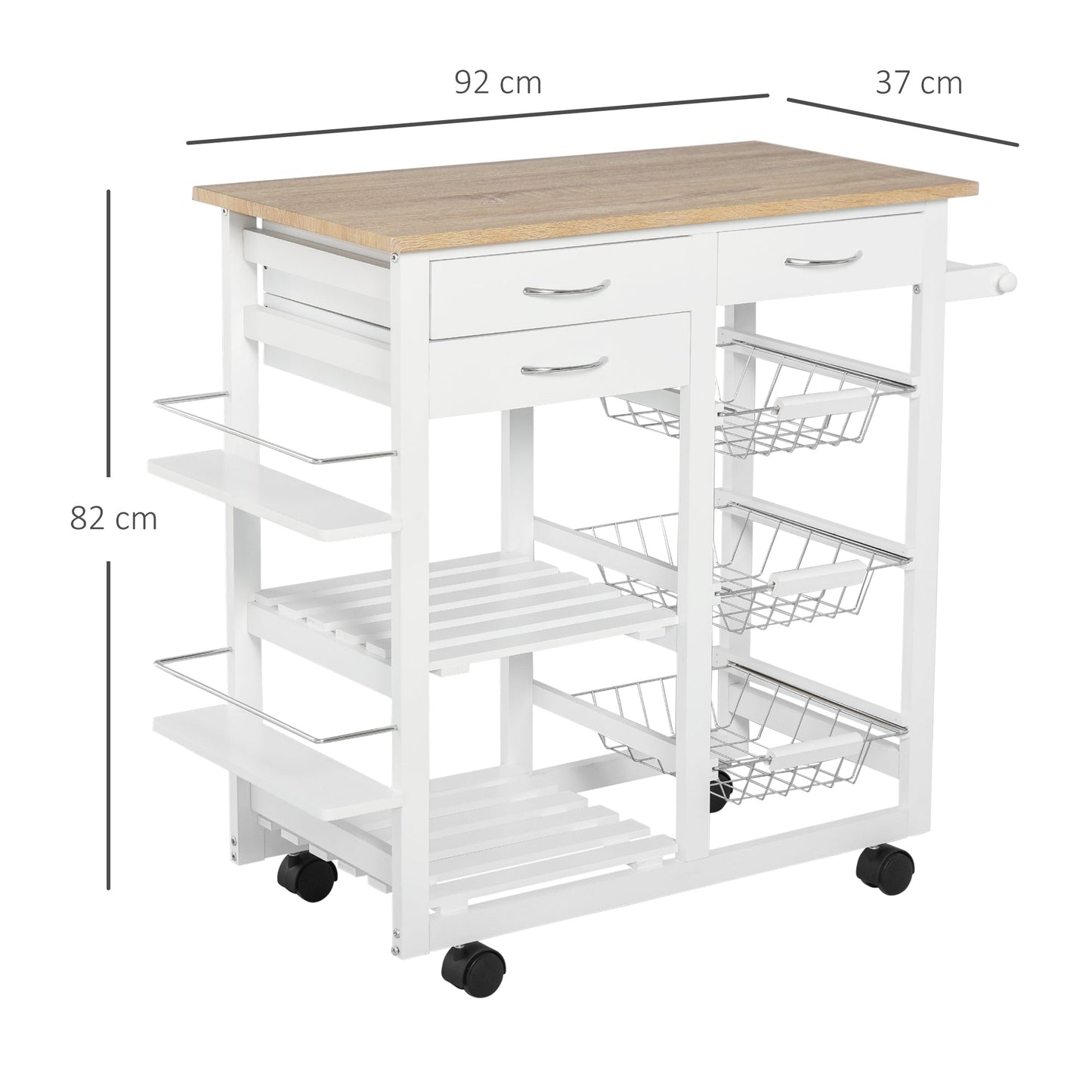 Rolling Kitchen Island on Wheels Trolley Utility Cart with Spice Racks