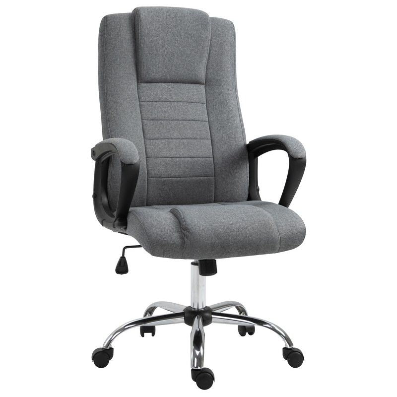 Vinsetto Vinsetto Linen Upholstered Tilting Home Office Chair Grey