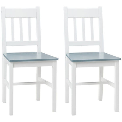 Dining Chairs Set Of 2 Kitchen Chair With Slat Back Pine Wood Structure For Living Room And Dining Room White