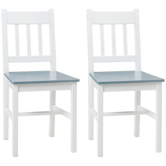 Dining Chairs Set Of 2 Kitchen Chair With Slat Back Pine Wood Structure For Living Room And Dining Room White