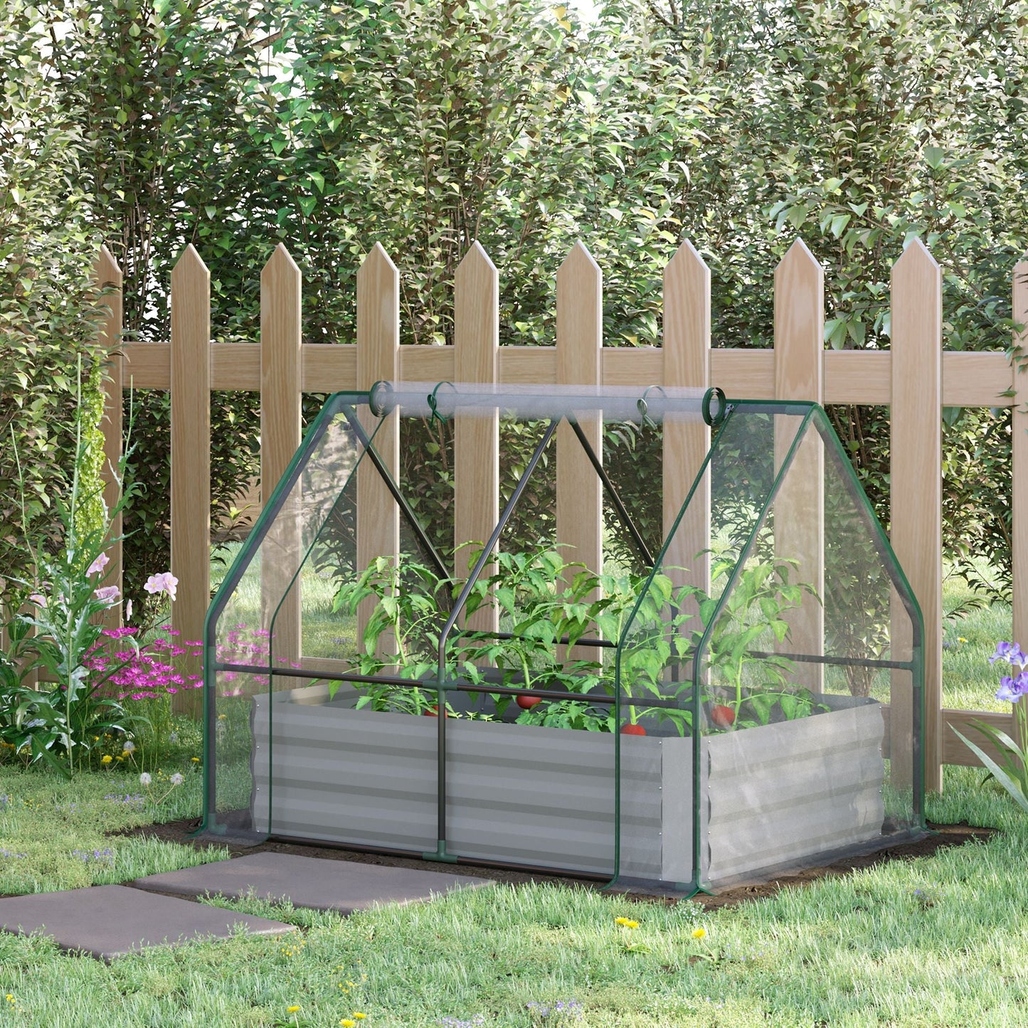 Steel Raised Garden Planter Box Kit with Greenhouse