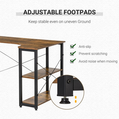 L-Shaped Computer Desk Home Office Corner Desk Study Workstation Table with 2 Shelves