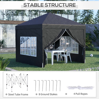 3 x 3 Meters Pop Up Water Resistant Gazebo Wedding Camping Party Tent Canopy Marquee with Carry Bag and 2 Windows