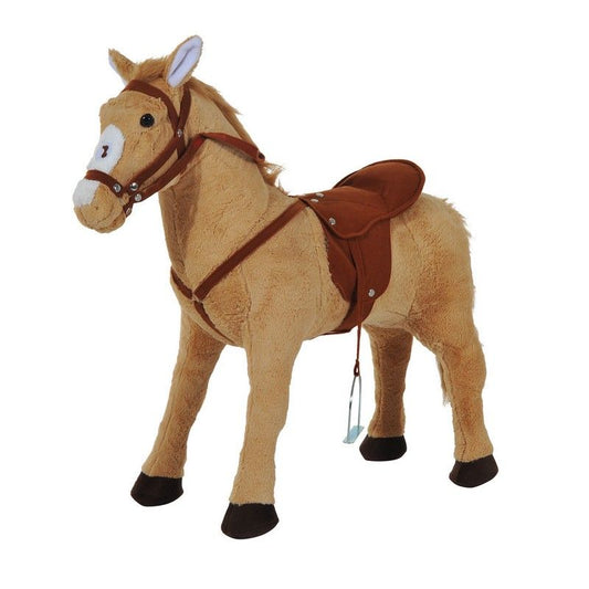 Homcom Homcom Children'S Plush Sound Effects Riding Horse Beige-Brown