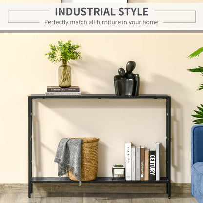 Industrial Console Table with Storage Shelf