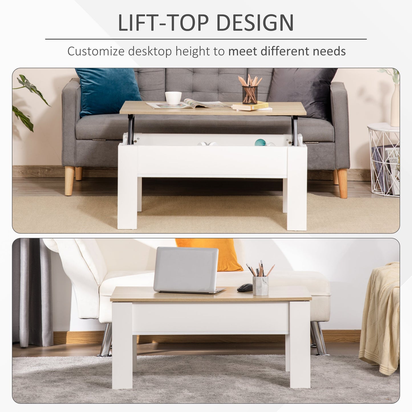 Lift Top Coffee Table with Hidden Storage Compartment