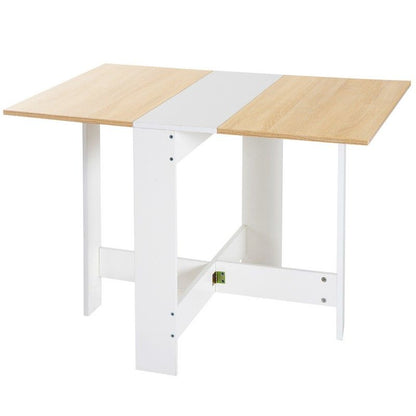 Homcom Homcom Particle Board Wooden Folding Dining Table Writing Computer Desk Pc Workstation Space Saving Home Office Oak & White