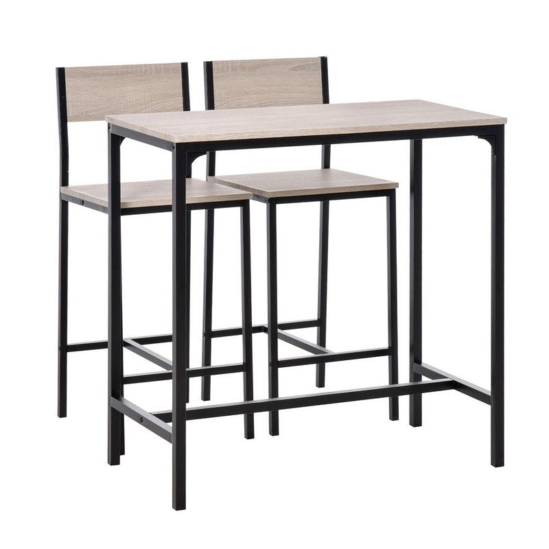 Homcom Homcom Metal Frame Medium-density fibreboard Top Table & Bar Stool Set Black