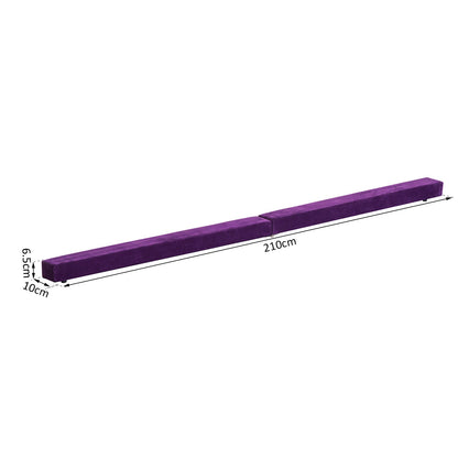 Suede Upholstered Wooden Folding Balance Beam Trainer Purple