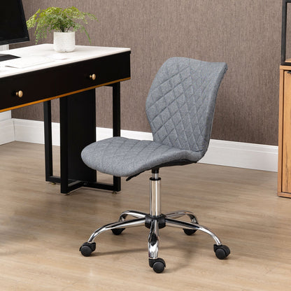 Vinsetto Mid Back Office Task Chair 360° Swivel Height Adjustable Home Office Linen Fabric Grey