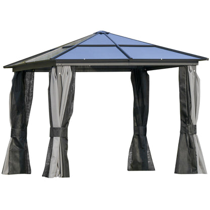 Outsunny 3 x 3M Hardtop Gazebo with UV Resistant Polycarbonate Roof & Aluminium Frame