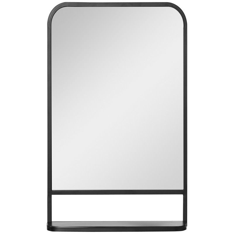 Homcom Homcom Square Wall Mirror With Storage Shelf 86 X 53 cm Modern Mirrors For Bedroom Living Room Black