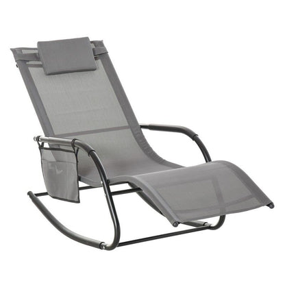 Outsunny Outsunny Breathable Mesh Rocking Chair Patio Rocker Lounge For Indoor & Outdoor Recliner Seat W/ Removable Headrest For Garden And Patio Grey