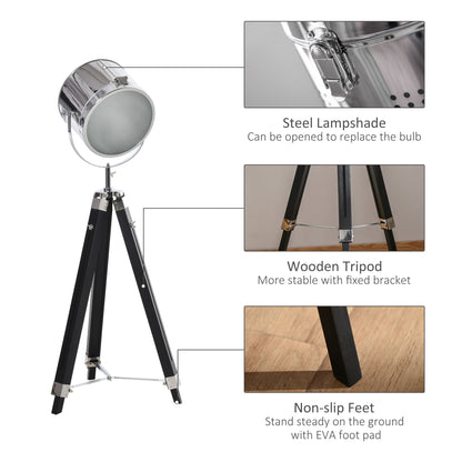 Homcom Industrial Style Adjustable Tripod Floor Lamp Searchlight Reading Lamp