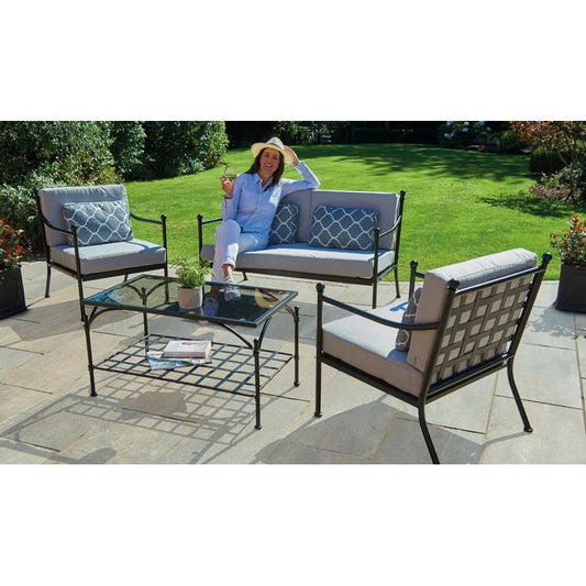 Greenhurst Doverdale Garden Patio Dining Set by Greenhurst - 4 Seats Grey Cushions