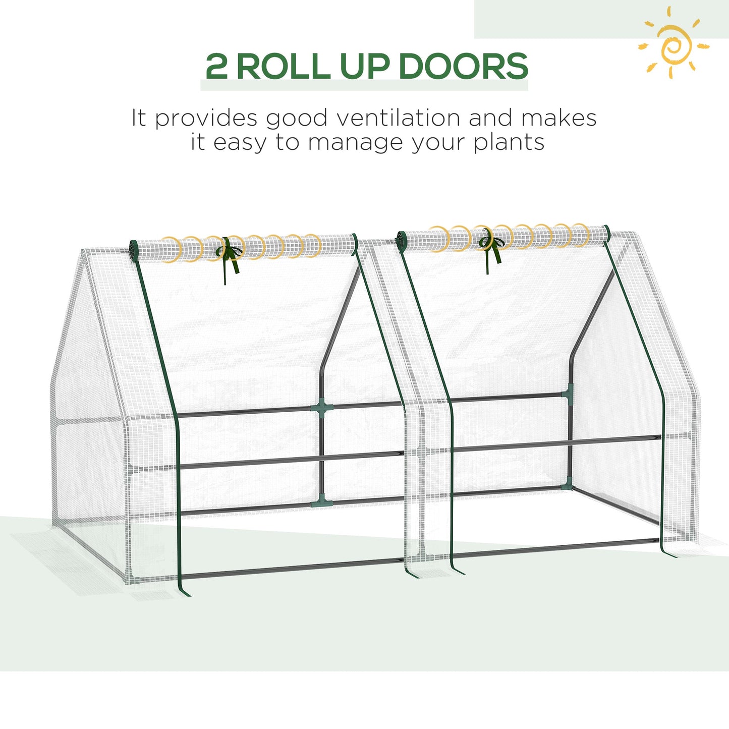 Mini Small Greenhouse with Steel Frame & PE Cover & Zippered Window Poly tunnel Steeple for Plants Vegetables