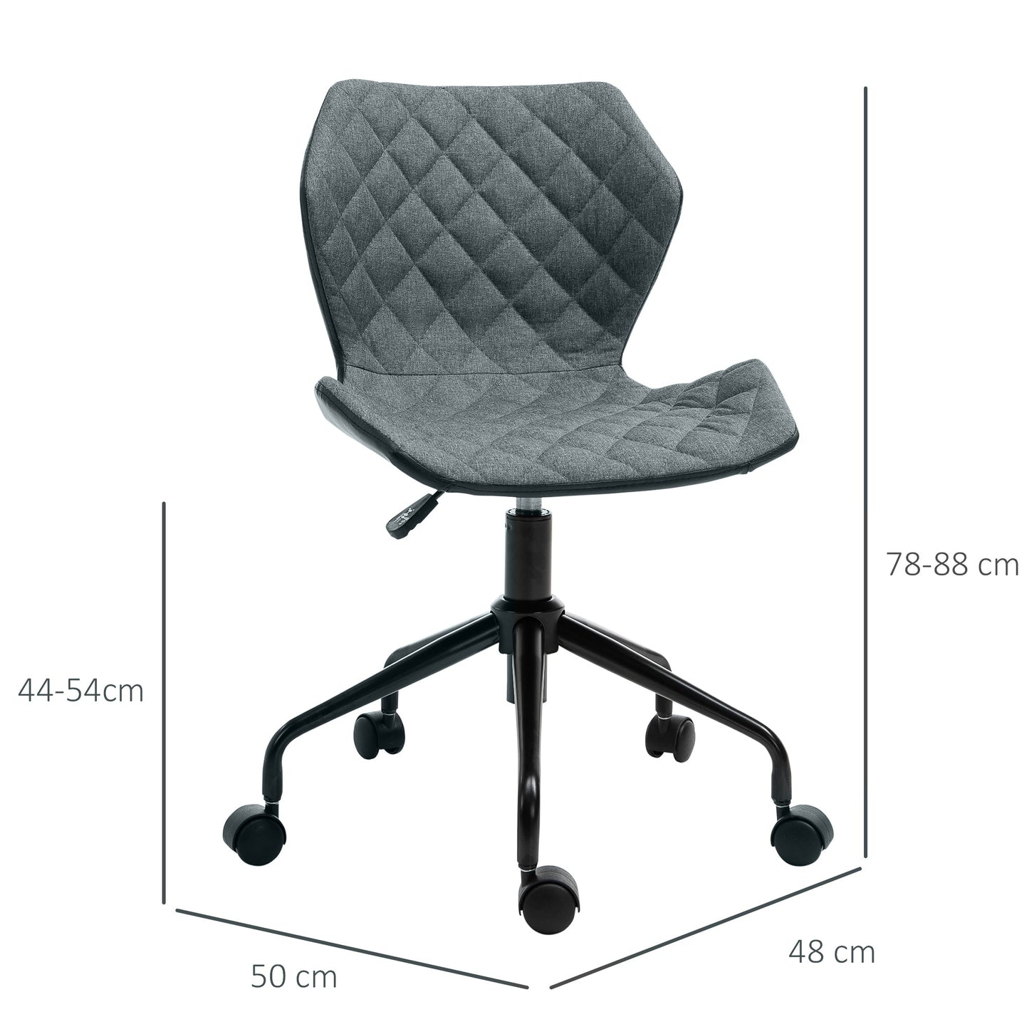 Home Office Swivel Computer Desk Chair With Nylon Wheels Adjustable Height Linen Grey