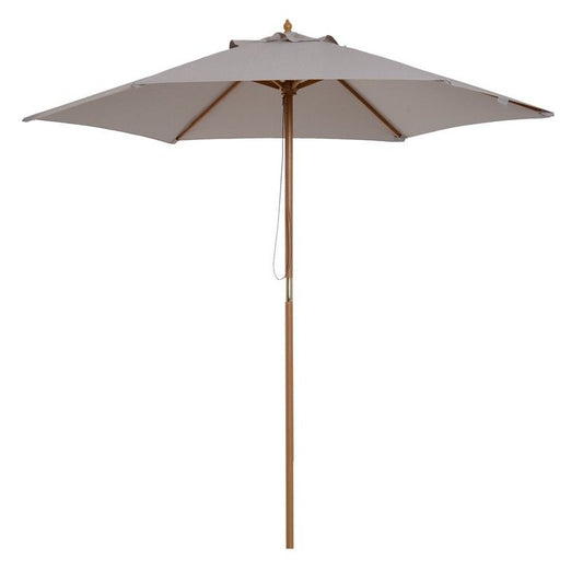 Outsunny Outsunny 2.5M Wood Garden Parasol Sun Shade Patio Outdoor Wooden Umbrella Canopy Grey