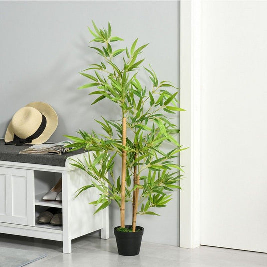 Outsunny Outsunny Set Of 2 Artificial Bamboo Trees Decorative Plant With Nursery Pot For Indoor Outdoor Dcor 120cm