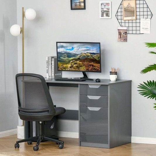 Homcom Homcom High Gloss Computer Desk with Drawers