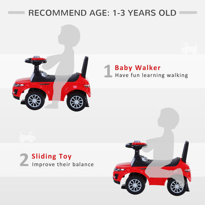 3-in-1 Ride On Car Foot To Floor Slider Toddler w/ Horn Steering Wheel NO POWER Manual Under Seat Storage Safe Design for 1-3 Year Old Red